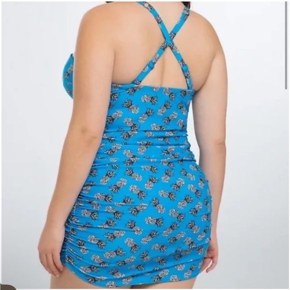 Torrid Blue Pineapple Swimsuit Dress NWT Size 2  (18/20) - Picture 3 of 8